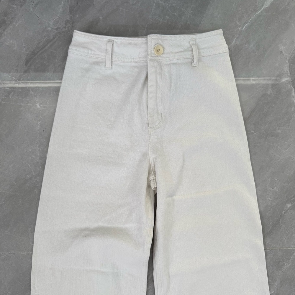 Women’s Miou Muse Straight Wide Leg Denim Pants Raw Hem Size Medium - Picture 3 of 16